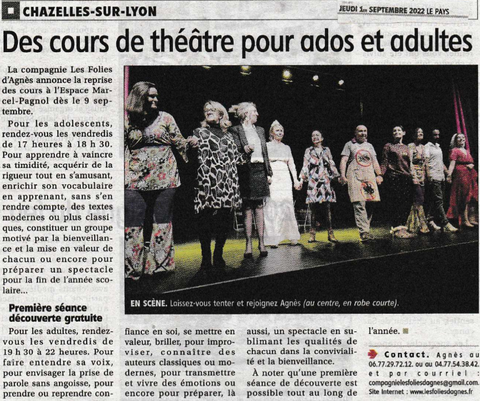 Article cours theatre